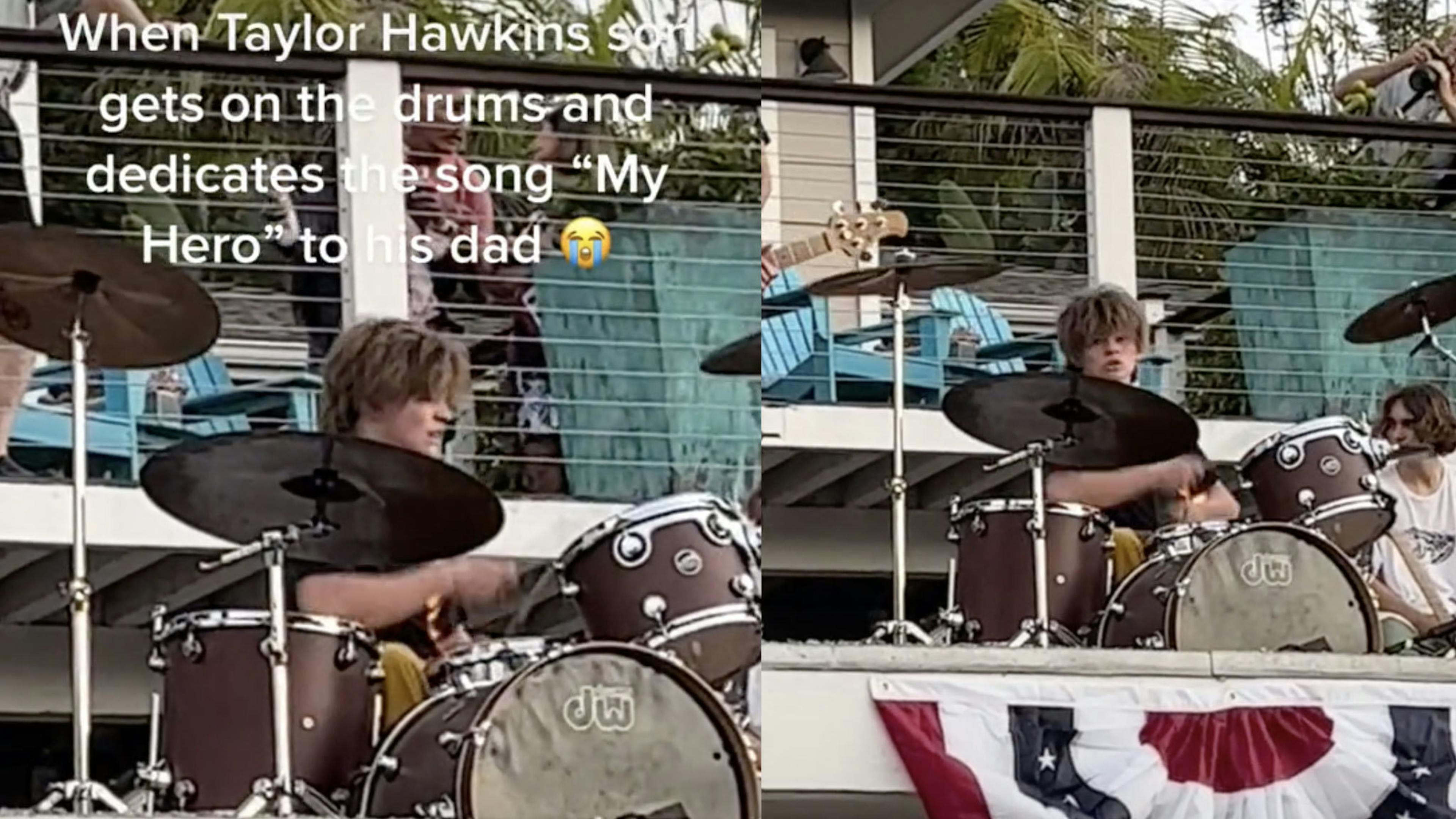 See Taylor Hawkins’ son cover My Hero with local band