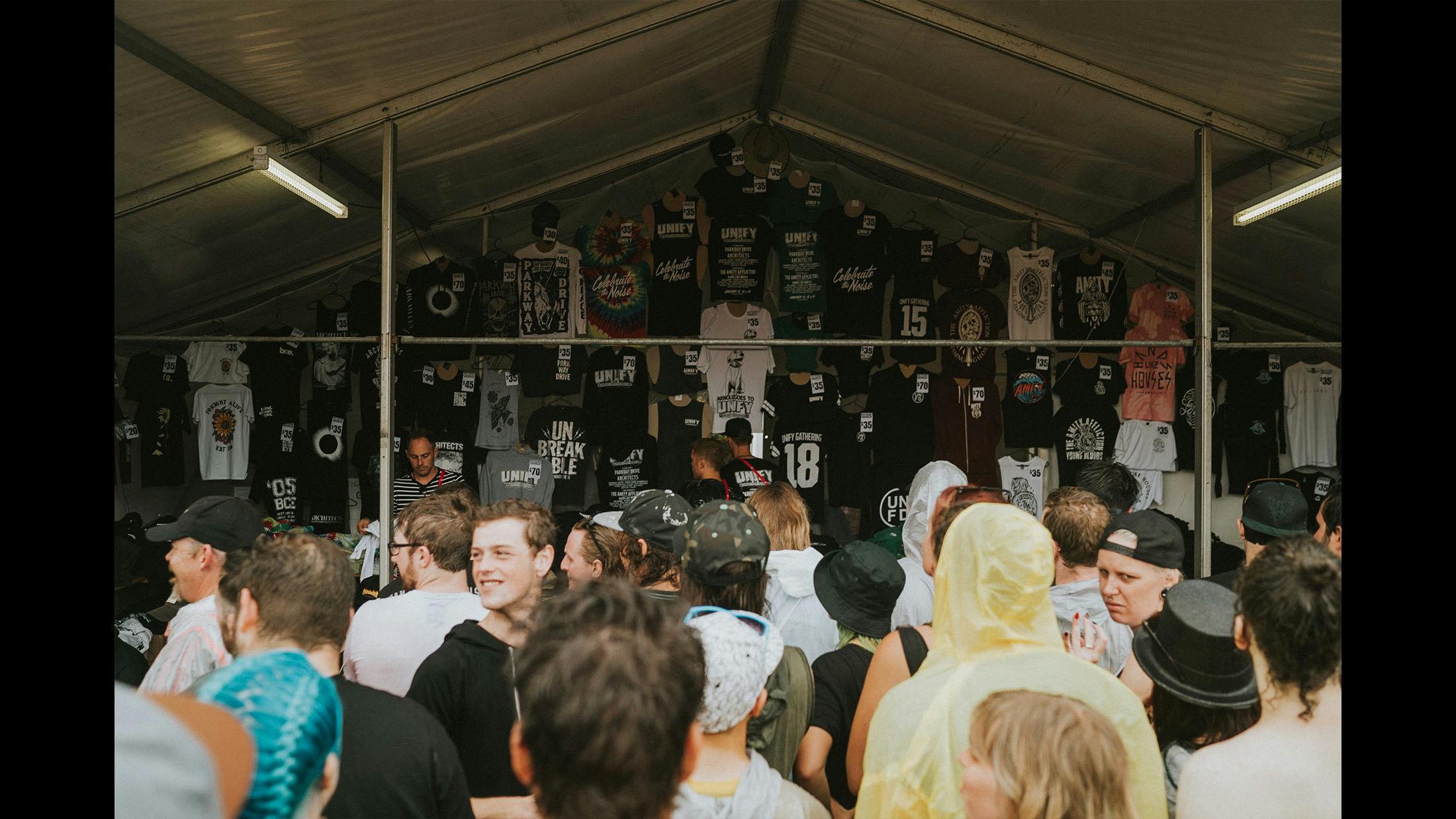 Unlike at some of our bigger UK festivals, UNIFY's modest size means that only one main merch stall is required. It's extra cool, too, because it's where bands on the bill do their signings, so there's a double-whammy of awesome threads and ace artists nearby.