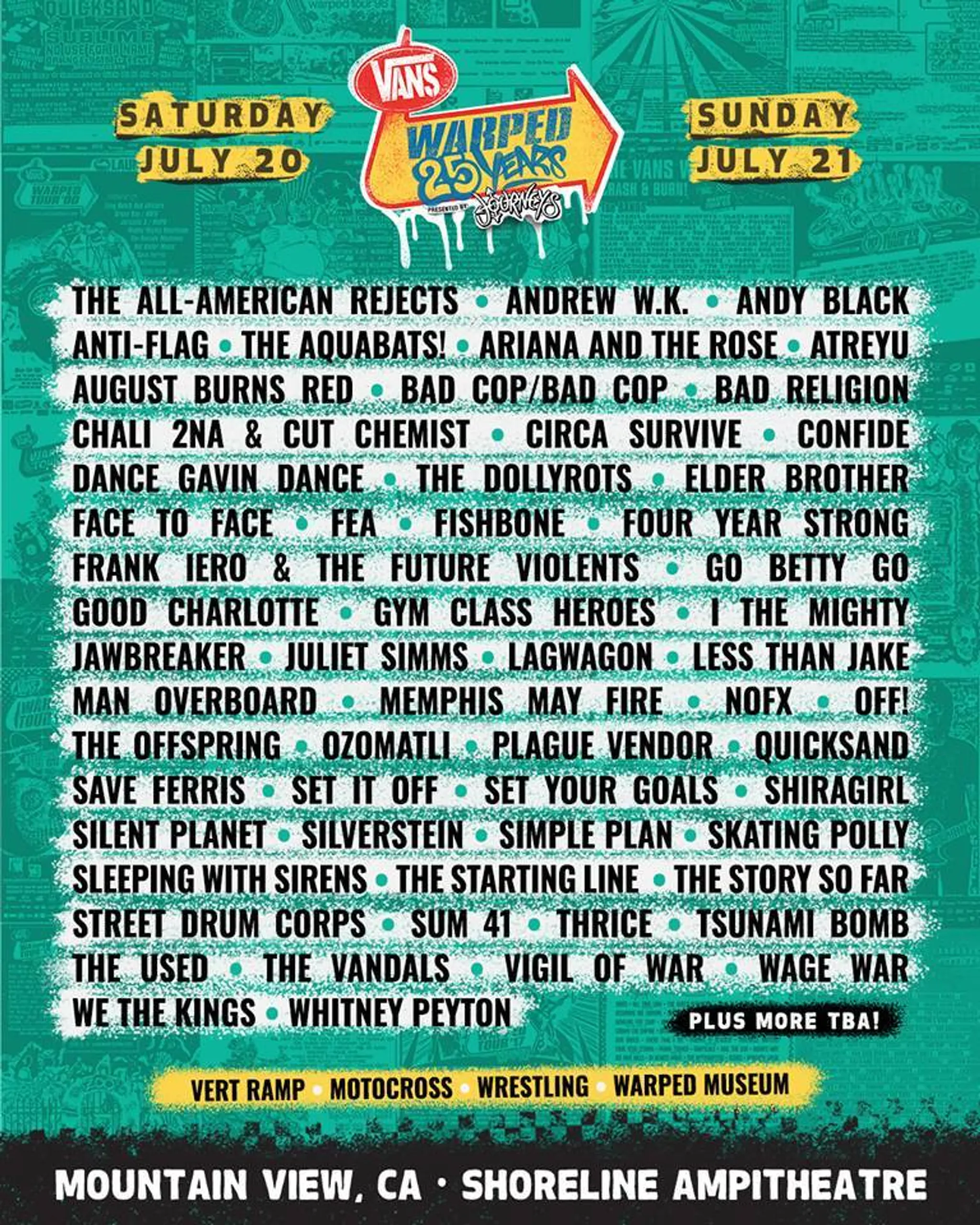 Warped Tour Announces Full Line-Up For 25th Anniversary Festivals Warped Tour Announces Full Line-Up For 25th Anniversary Festivals