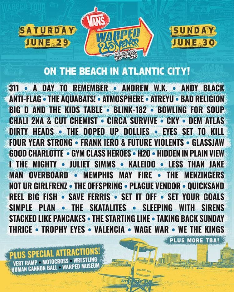 Warped Tour Announces Full LineUp For 25th Anniversary Festivals