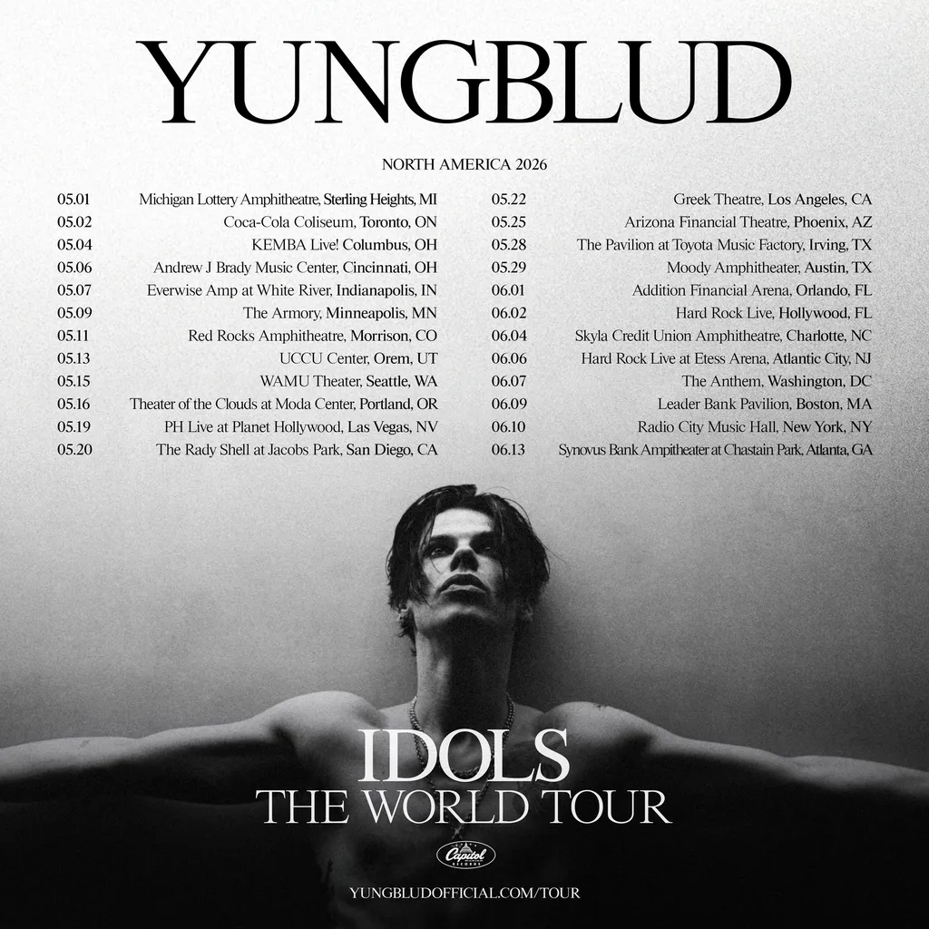YUNGBLUD 2026 North American Idols tour poster