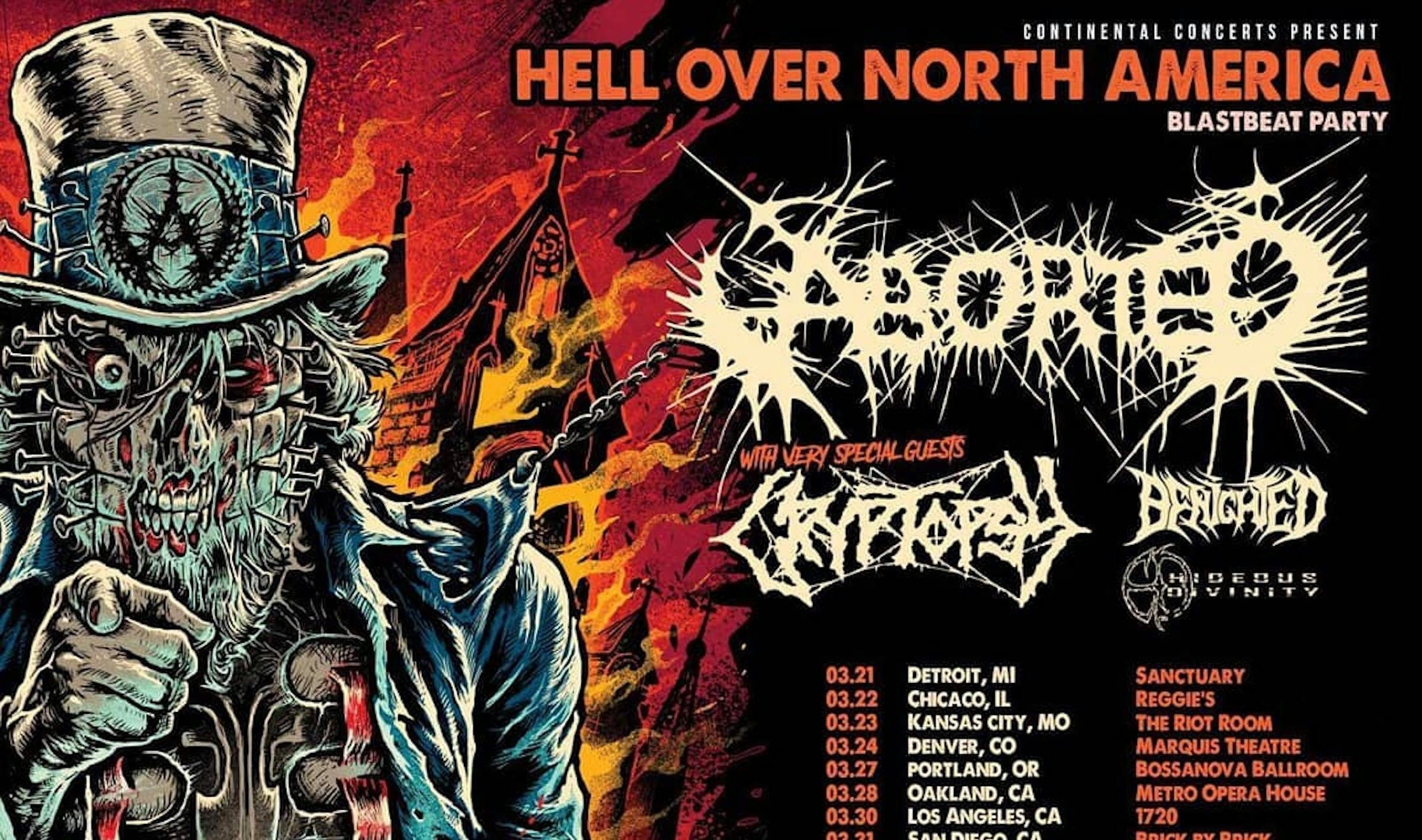Aborted, Cryptopsy, Benighted, And Hideous Divinity Announce North American Tour