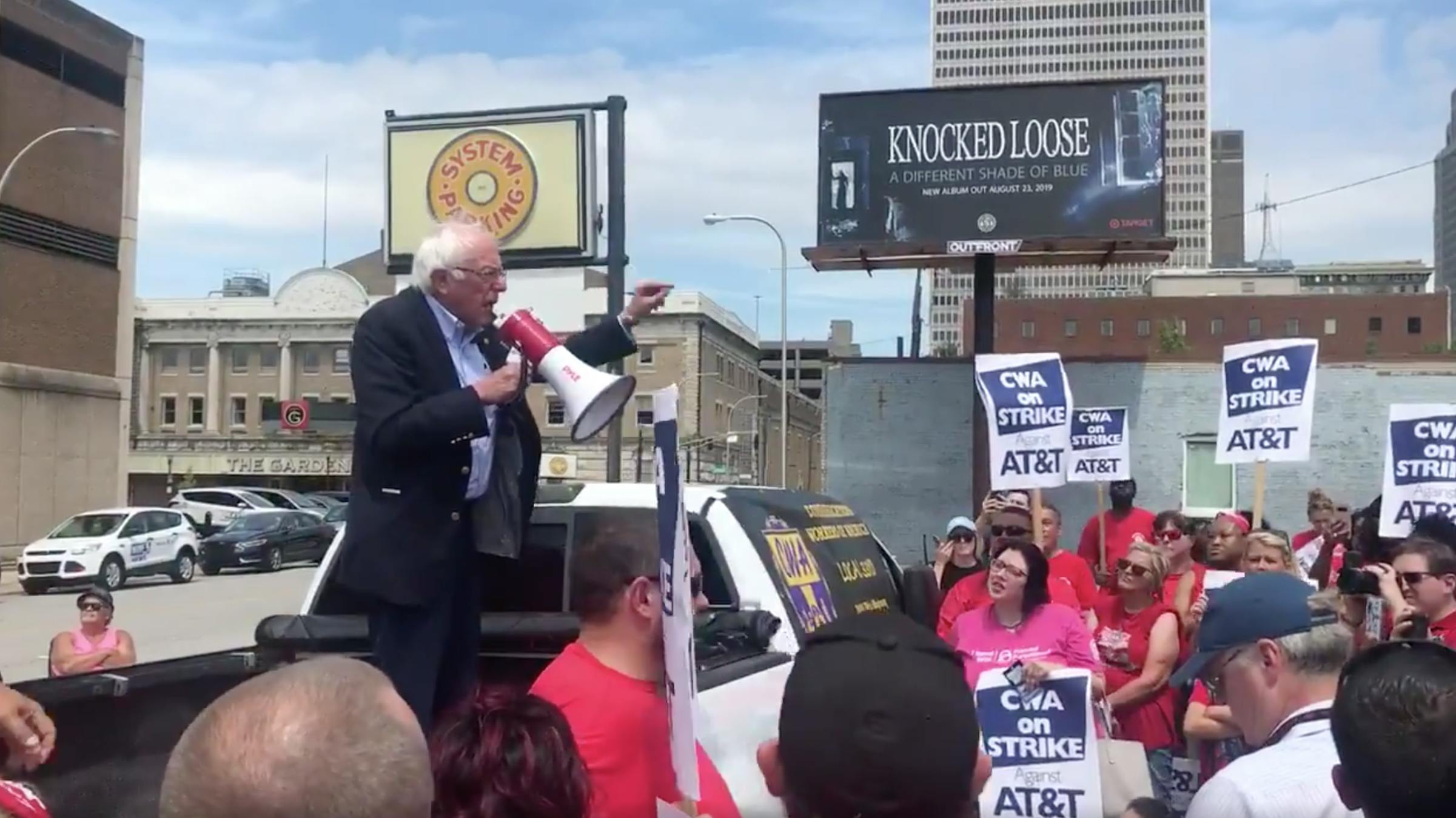 A Knocked Loose Billboard Made A Surprise Appearance At A Bernie Rally