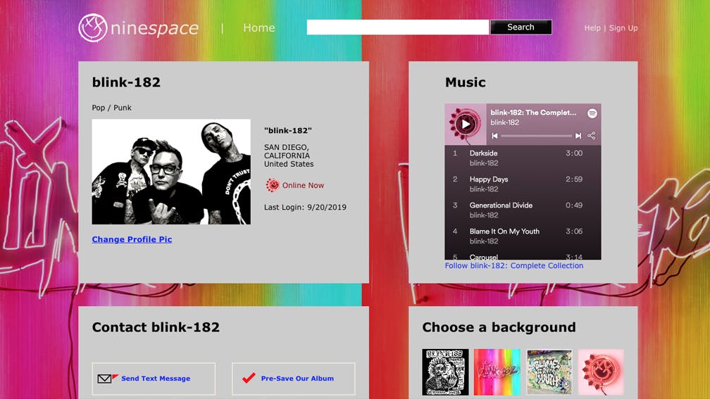 blink-182 Have Unveiled Their Own MySpace-Themed Website, NineSpace