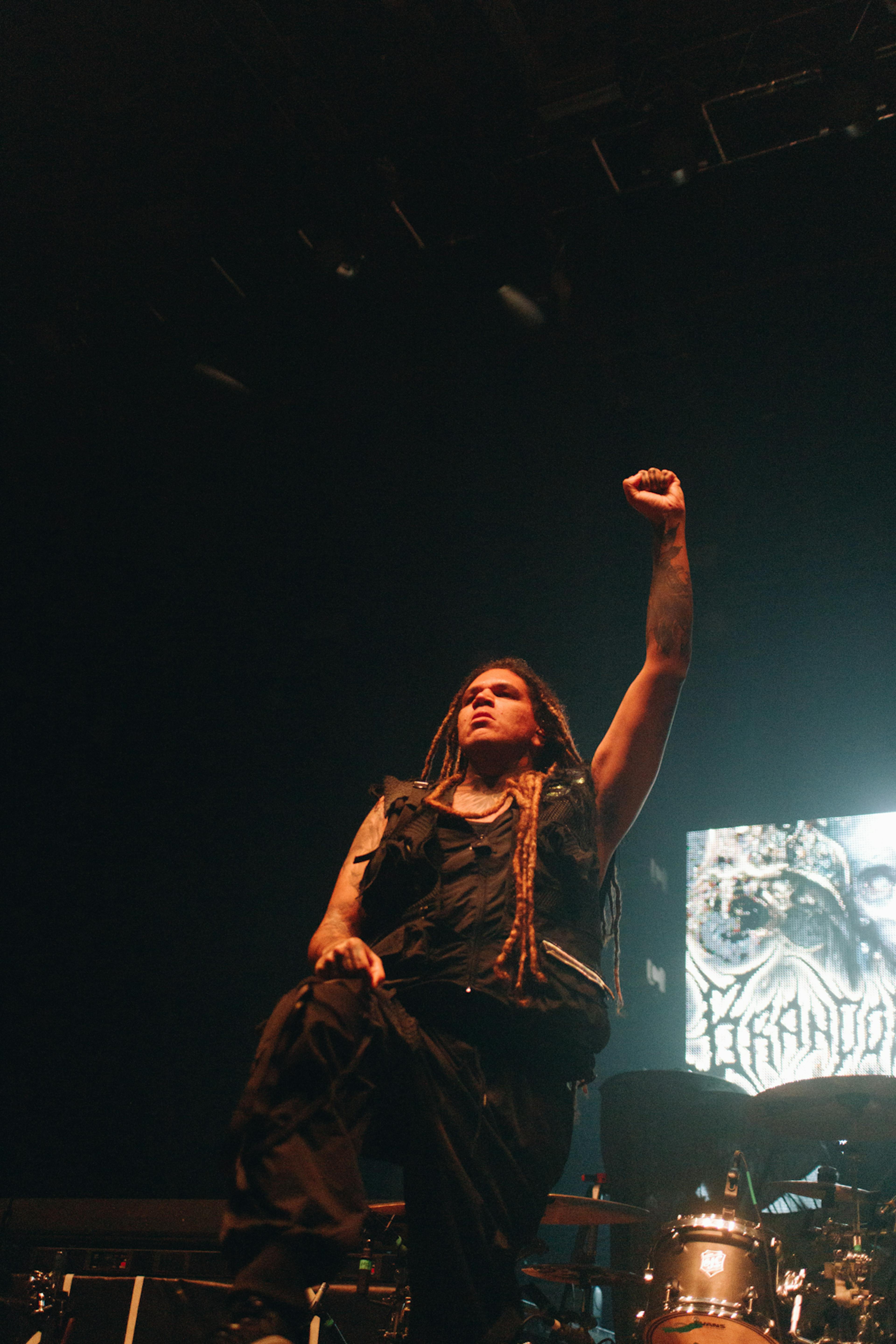 A shot of Brand Of Sacrifice onstage in Manchester