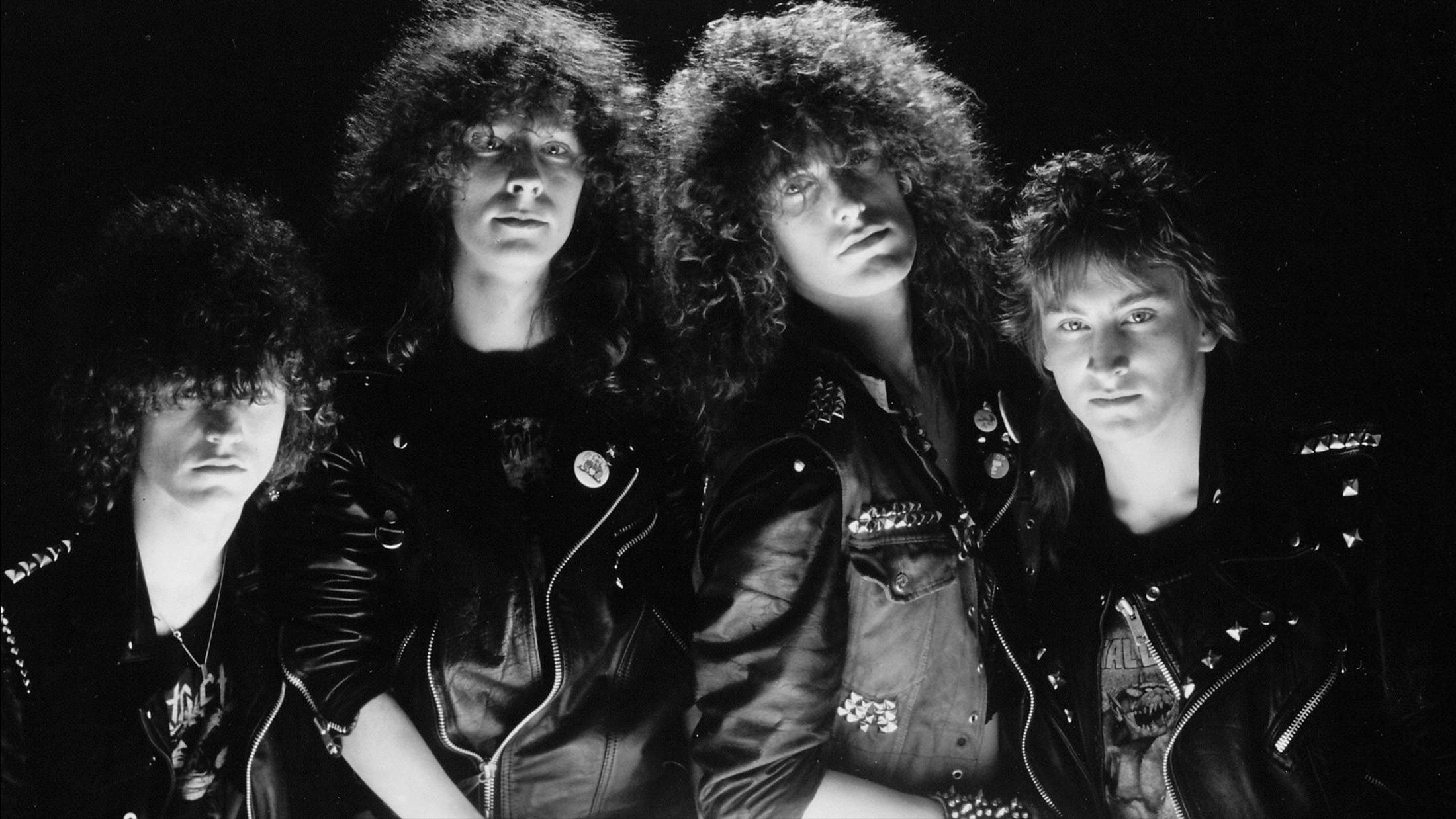 The first photo session with the new line up in 1987 for Release From Agony. Our drummer Oli (on the right) looks so very innocent. He came from a jazz background into the crazy metal world and from then on his whole life became different. Hey Oli, you are welcome!
