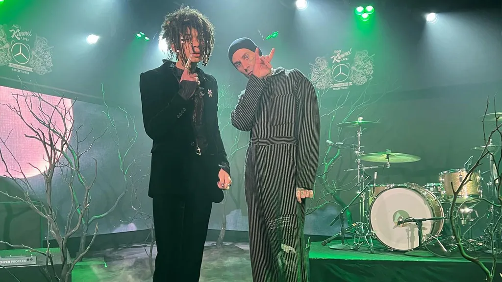 Iann dior Travis Barker Jimmy Kimmel live January 2022