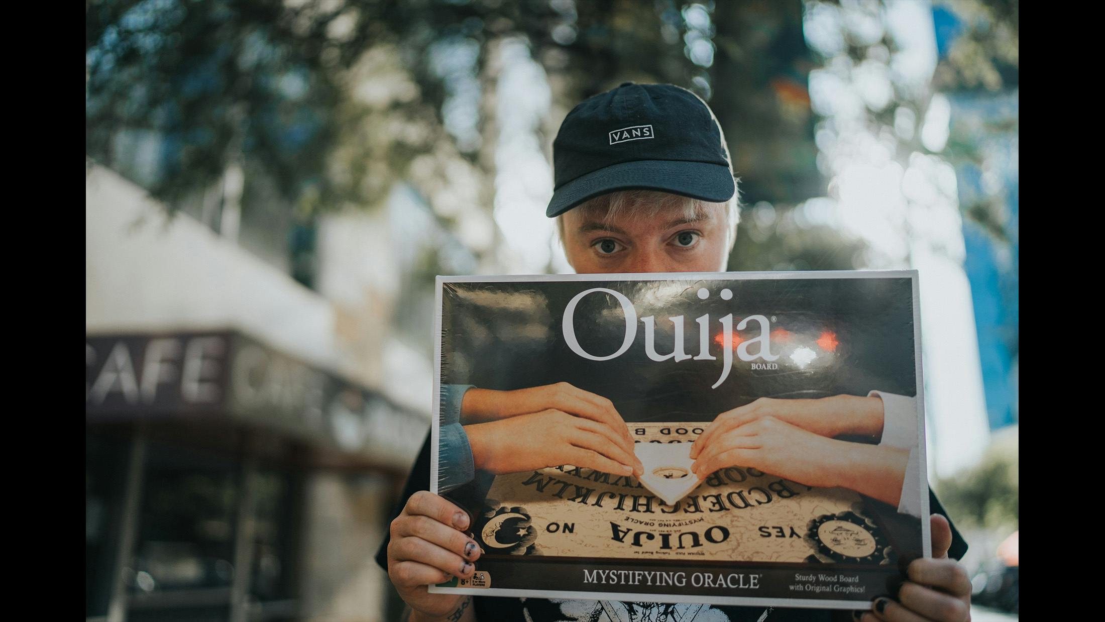 Ian and his new Ouija board, as much as we wanted to have a go, attempting a ouija board as you shoot 65mph down the highway isn’t the easiest thing in the world.