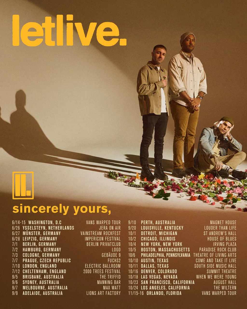 The poster for the letlive. farewell tour in 2025