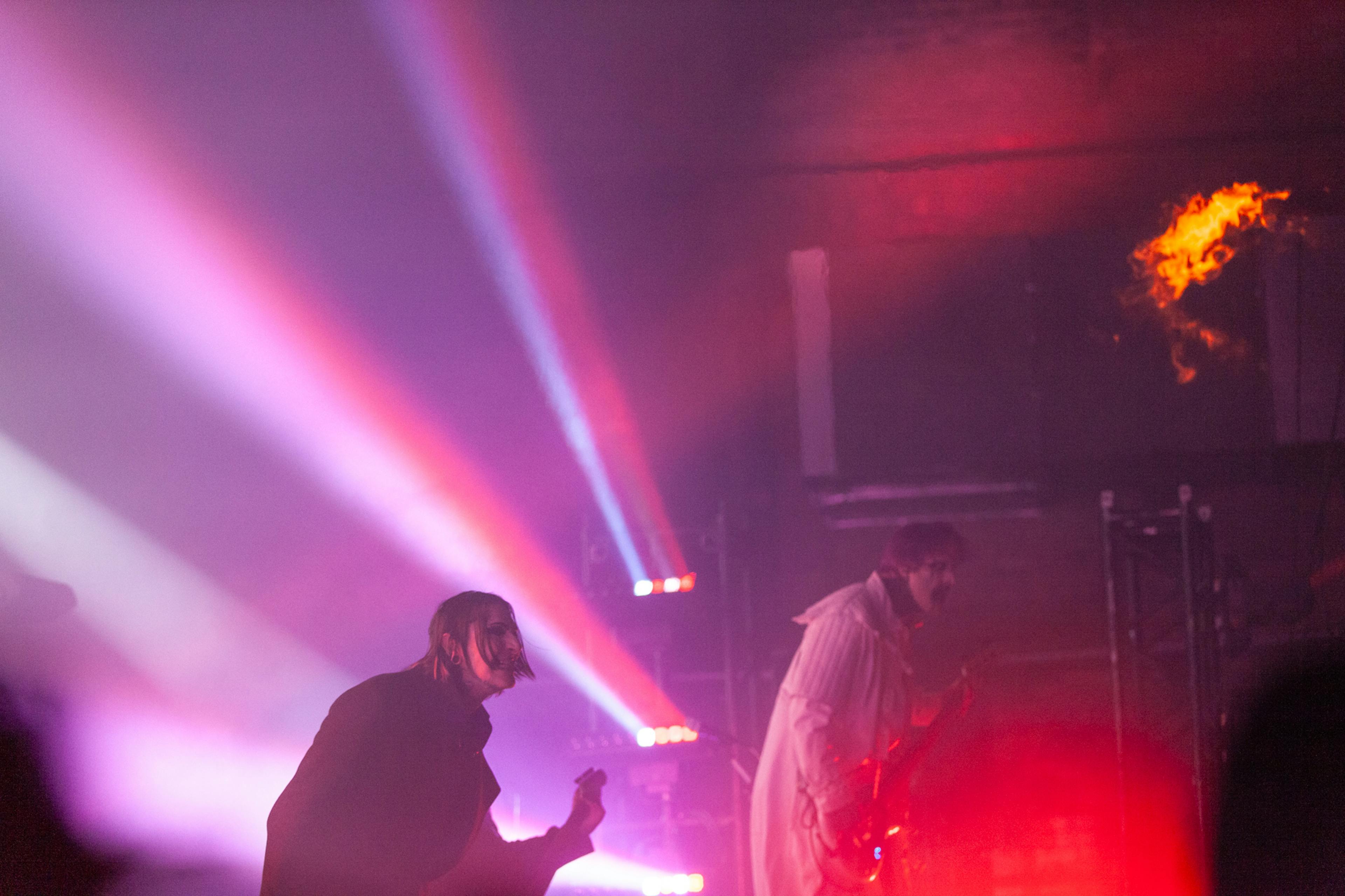 A shot of the gothic metal band Motionless In White onstage in Manchester