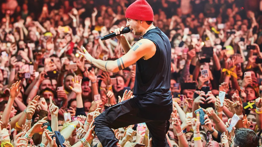 Tyler Joseph of twenty one pilots performing live